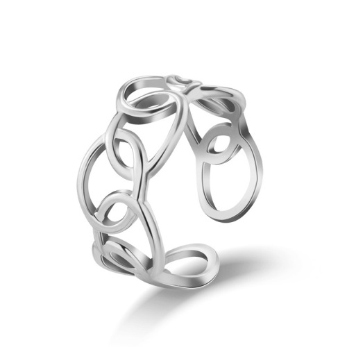 Trendy Multiple Irregular Circles STAINLESS STEEL OPEN RINGS / Bague en acier inoxydable