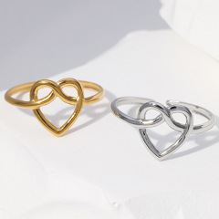 Romantic Wind Heart Shaped Stainless Steel Opening Adjustable ring / Bague réglable en acier inoxydable