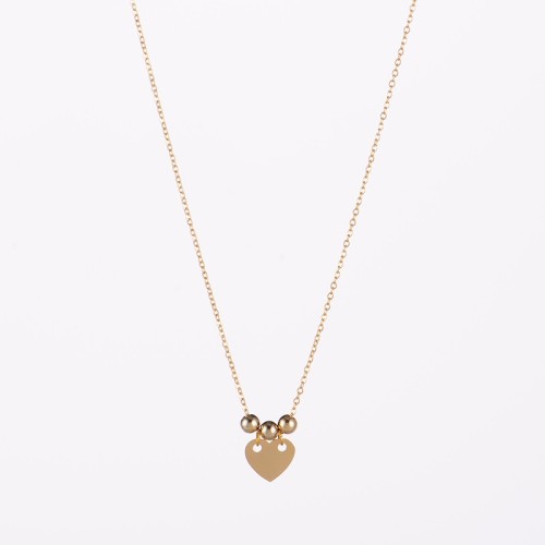 14K gold plated heart and ball pendant necklace