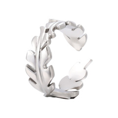 Vintage Leaf Olive Branch Stainless Steel Adjustable ring / Bague réglable en acier inoxydable