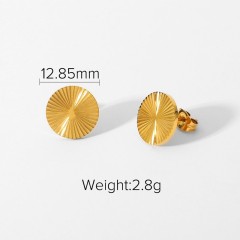 Burst in button stud earrings in gold plating stainless steel, long-lasting