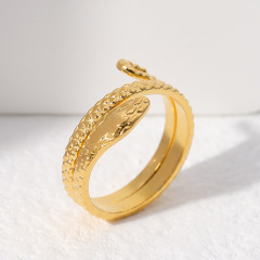 18K Gold Stainless Steel opening Adjustable Snake  Wrap ring / Bague réglable en acier inoxydable