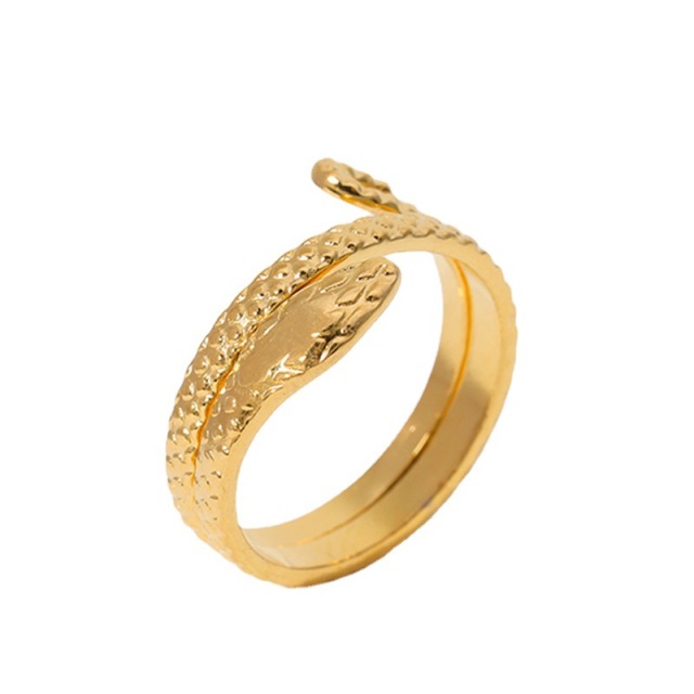 18K Gold Stainless Steel opening Adjustable Snake  Wrap ring / Bague réglable en acier inoxydable