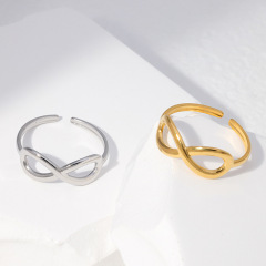 18k Gold Simple Polished Infinity Stainless Steel opening Adjustable ring / Bague réglable en acier inoxydable