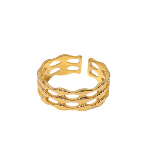 Stainless Steel Opening Three-Layered Hollow Bamboo Joints Ring / Bague ouverte en acier inoxydable