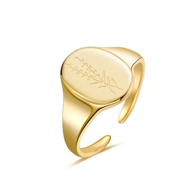 Luxury 14K Gold Mimosa STAINLESS STEEL OPEN RINGS / Bague en acier inoxydable