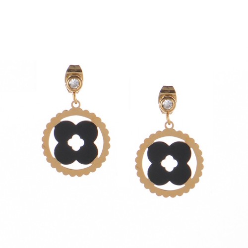 Polish bizuteria kolczyki Monogram clover drop earrings with cubic zirconia