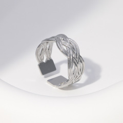 Twisted Wide Band STAINLESS STEEL ADJUSTABLE RINGS / Bague en acier inoxydable