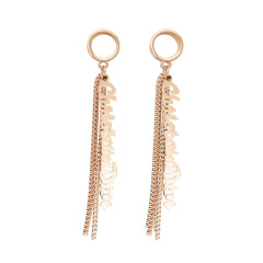 Chain Tassels Letter pendant STAINLESS STEEL EARRINGS / Boucle d'oreilles en acier inoxydable