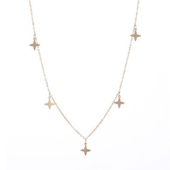 Multi cross star charms necklace in gold plated steel