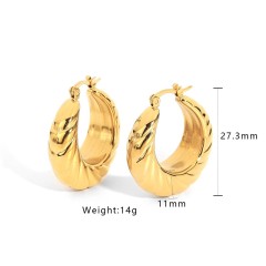 High end gold plating puffy hoop earrings in stainless steel