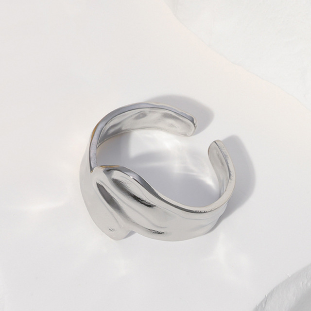 Abstract Style Hammer Grain Stainless Steel Opening Adjustable ring / Bague réglable en acier inoxydable