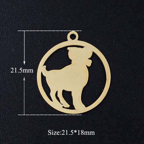 Zodiac symbols pendant astrology horoscope disc charm in Stainless steel with gold plating JN363-1x5-1