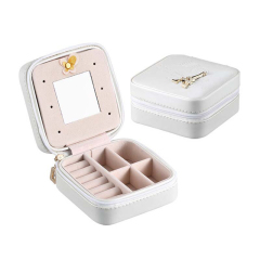 New Luxury Arrival Mini PU Leather Small Travel Jewelry Box with Mirror / Boîte de stockage de bijoux