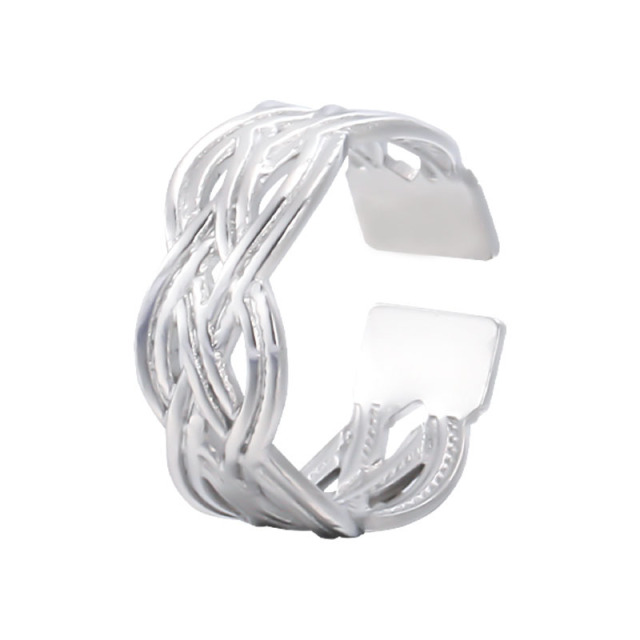 Twisted Wide Band STAINLESS STEEL ADJUSTABLE RINGS / Bague en acier inoxydable