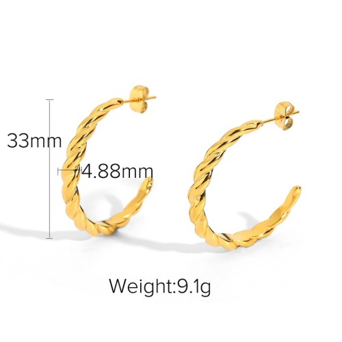 Thin Croissant Dome Hoops earrings in gold plating steel jewelry