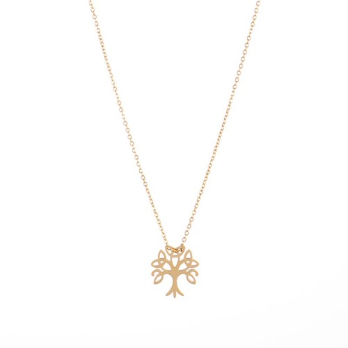 Celtic tree of life pendant necklace in gold plated stainless steel