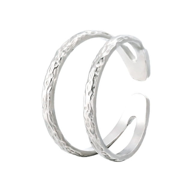 Wholesale Simple Double C-Shape Hollow Stainless Steel Adjustable Opening ring / Bague réglable en acier inoxydable