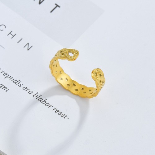 Vintage interweave adjustable ring in gold plating stainless steel