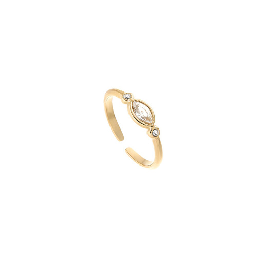 Minimalist 14k Gold Zircon STAINLESS STEEL OPEN RINGS / Bague en acier inoxydable