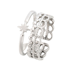 Fashionable Star Crown STAINLESS STEEL ADJUSTABLE RINGS / Bague en acier inoxydable