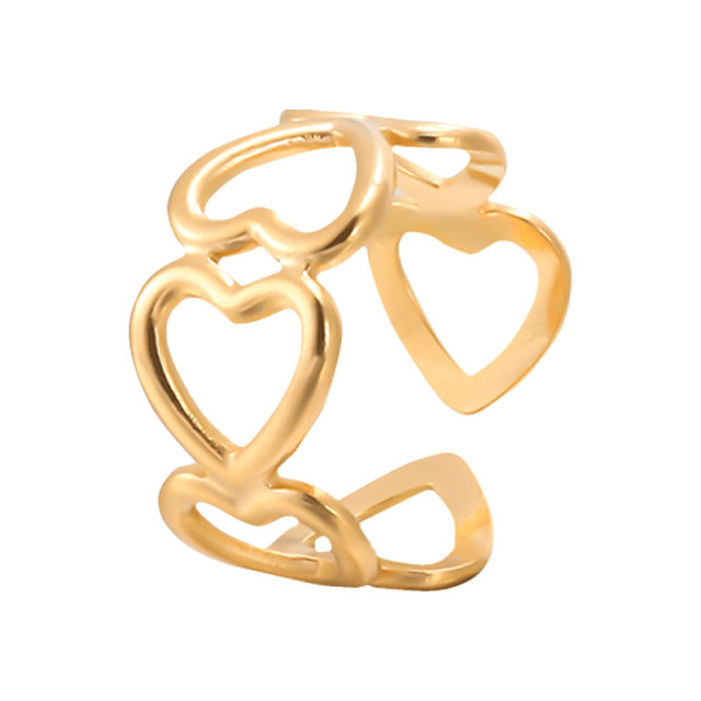 Romantic Hollow Heart Shape Stainless Steel Open Adjustable ring / Bague réglable en acier inoxydable