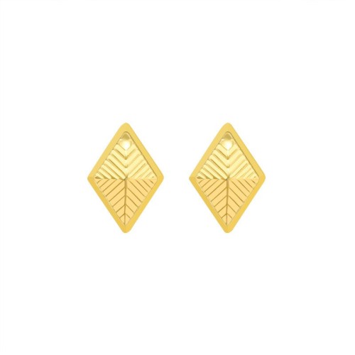 Geometric rhombus aztec stud earrings in gold plated steel