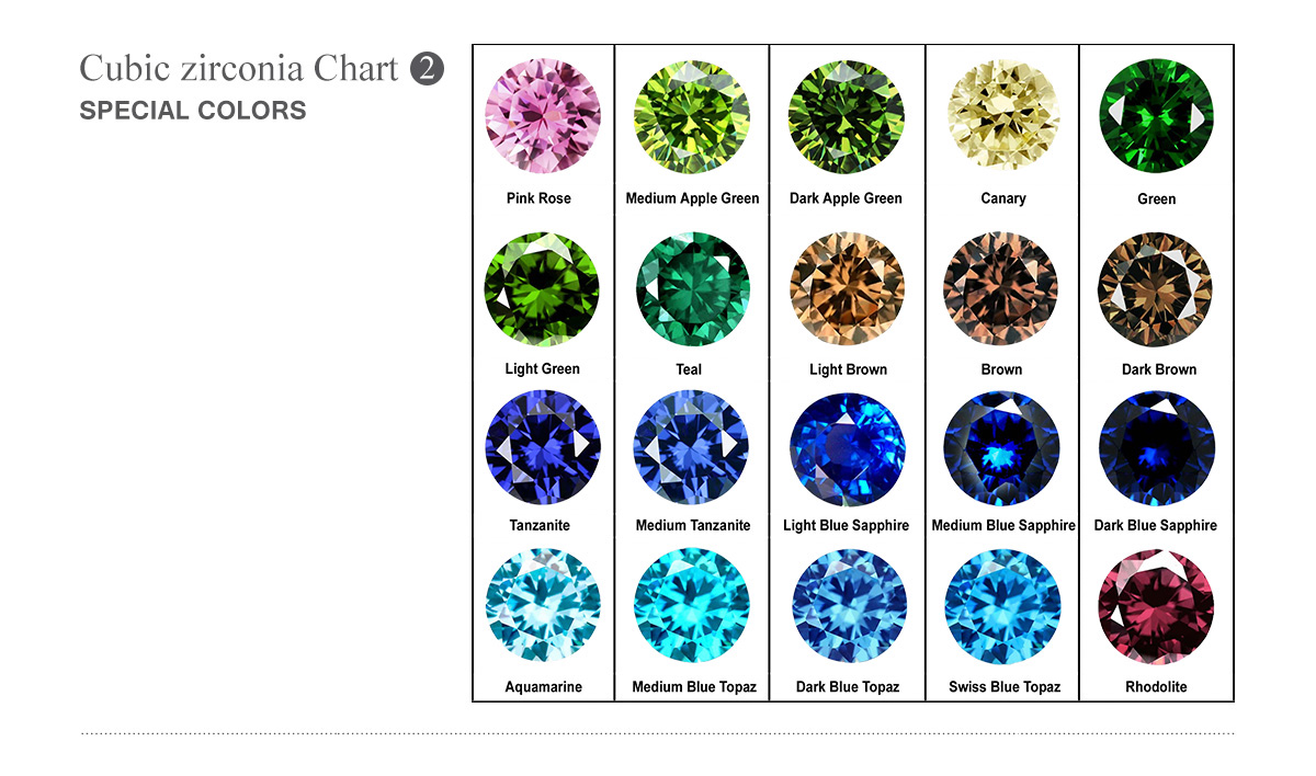 Cubic zirconia special color chart