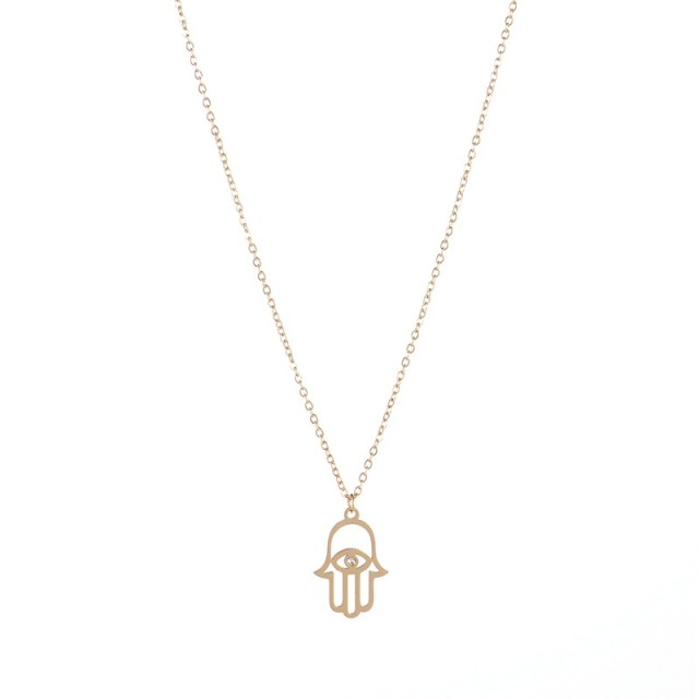 Gold plated hasma talisman symbol necklace