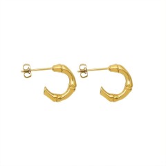 Gold plating bamboo C-hoop earring in stainless steel