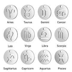 Zodiac sign pendant astrology horoscope disc charm in Stainless steel T095-S-1