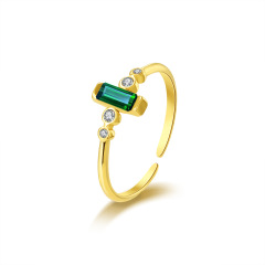 Simple Glittering Rectangle Colourful Zircon STAINLESS STEEL OPEN RINGS / Bague en acier inoxydable