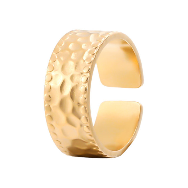 Retro Hammer Grain Stainless Steel Adjustable Opening ring / Bague réglable en acier inoxydable