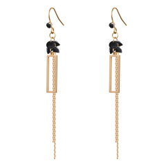 Crystal Rectangle STAINLESS STEEL CHAIN TASSELS EARRINGS / Boucle d'oreilles en acier inoxydable