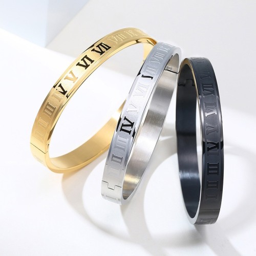 Roma numberal minimalist bracelet in stainless steel B-393