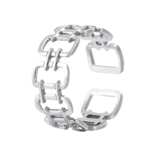 Hollow Out Chain Design Stainless Steel Adjustable Plating ring / Bague réglable en acier inoxydable