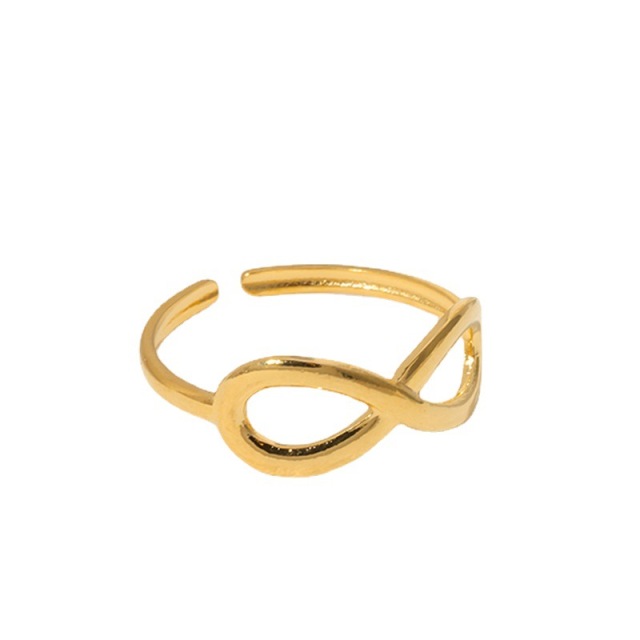 18k Gold Simple Polished Infinity Stainless Steel opening Adjustable ring / Bague réglable en acier inoxydable