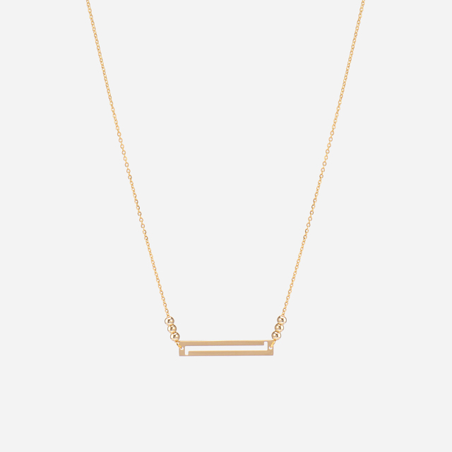 PVD gold coating minimalist horizontal bar choker necklace in surgical steel