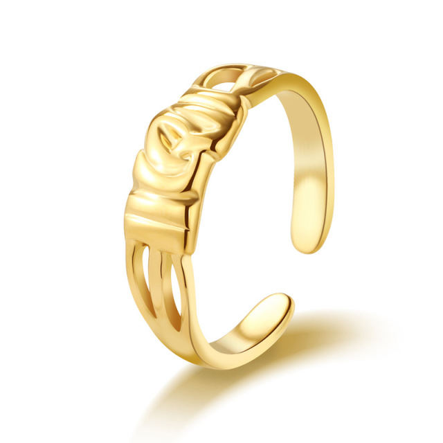 Interesting Tie 14K Gold STAINLESS STEEL OPEN RINGS / Bague en acier inoxydable