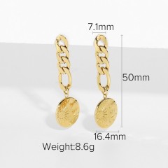 Figaro chain with sun moon star medallion drop earrings in steel