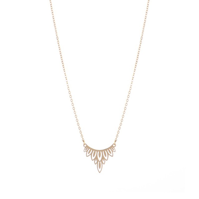 Feather clusters necklace in 14k IP gold plating steel