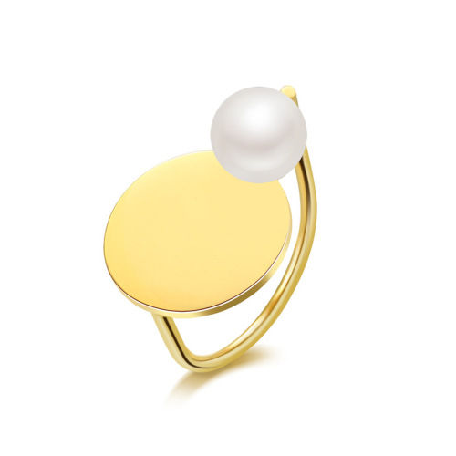 Whimsical Pearl Geometric STAINLESS STEEL OPEN RINGS / Bague en acier inoxydable