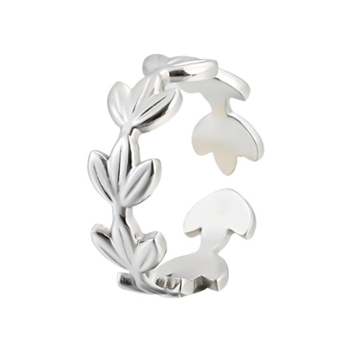 Beautiful Olive Branch Stainless Steel Opening Adjustable ring / Bague réglable en acier inoxydable