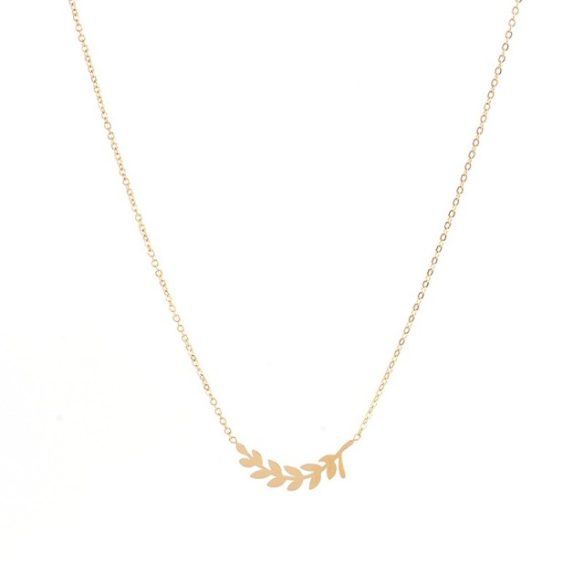 Gold plated stainless steel Olive branch choker necklace