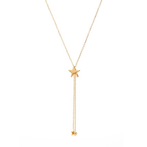 Central star and tassel with ball and star drops lariat necklace