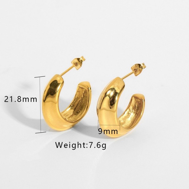 Gold plating boho hoop earrings in stainless steel, long-lasting